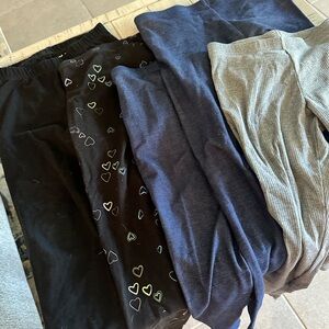 Girls 10-12 Leggings Bundle (5)- Black, Navy, Gray